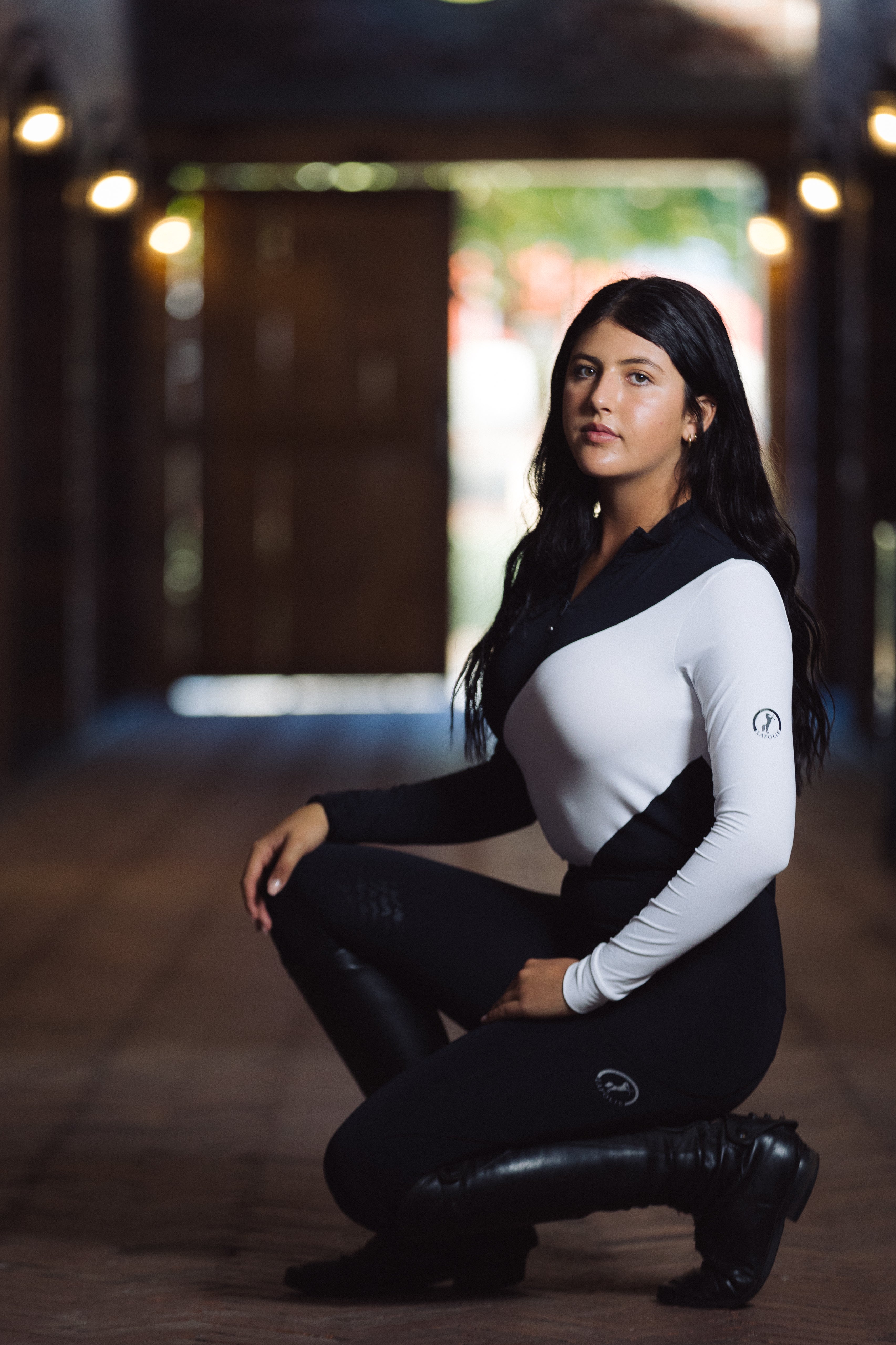 MOMENT: The Slant Equestrian Everyday Riding Baselayer Riding Shirt in Eclipse Noir | Midnight Tide